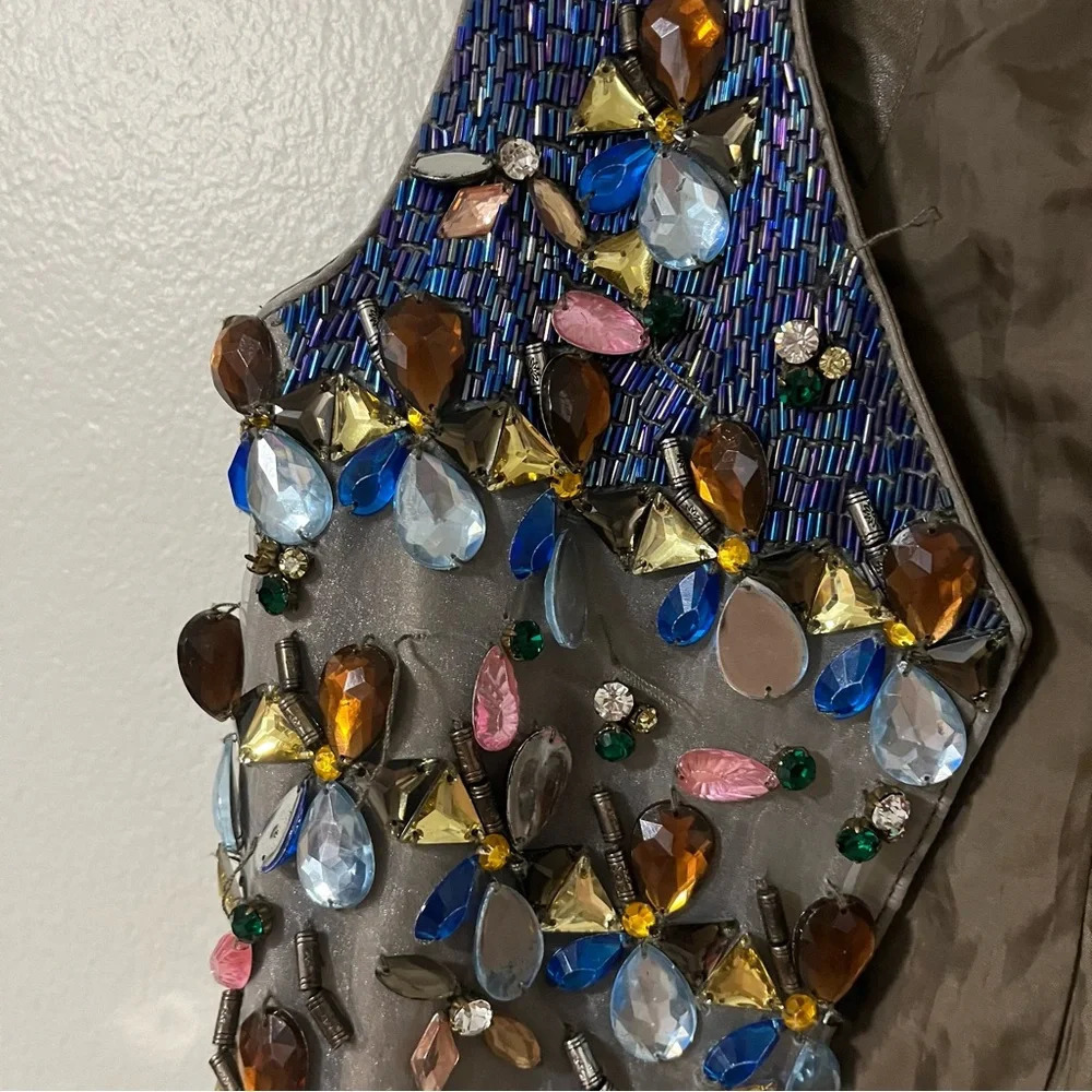 Matthew Williamson Embellished Beaded Vest in Brown, Blue, Gold, Pink - Picture 3 of 8